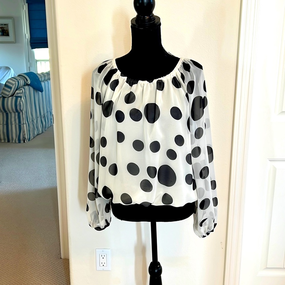 Stera black and white polka dot blouse, Size S